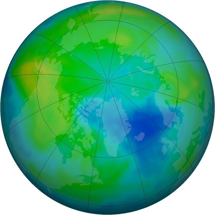 Arctic ozone map for 12 October 2010